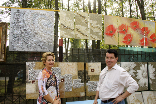 Аукцион живописи летний парк в Малаховке, Вячеслав Хабиров с супругой